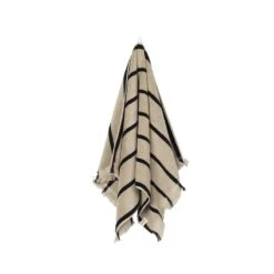 Ferm LIVING Alee Käsipyyhe, 50 X 100 Cm, Hiekka - Musta